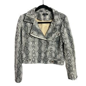 Fate Snakeskin Faux Suede Motorcycle Style Jacket SZ Small Mobwife Winter Coat